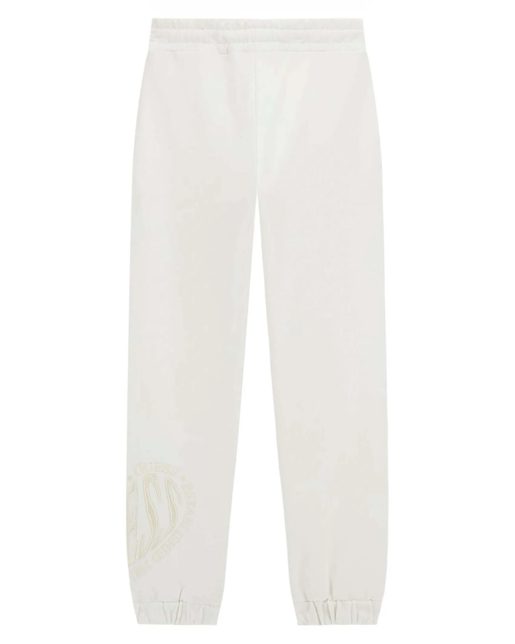 Jogger Guess bianco in felpa di puro cotone con coulisse