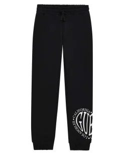 Jogger Guess nero in felpa di puro cotone con coulisse