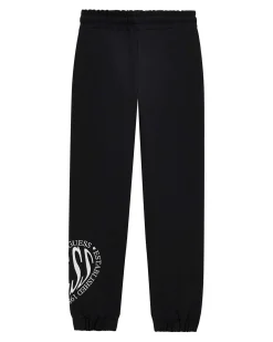 Jogger Guess nero in felpa di puro cotone con coulisse