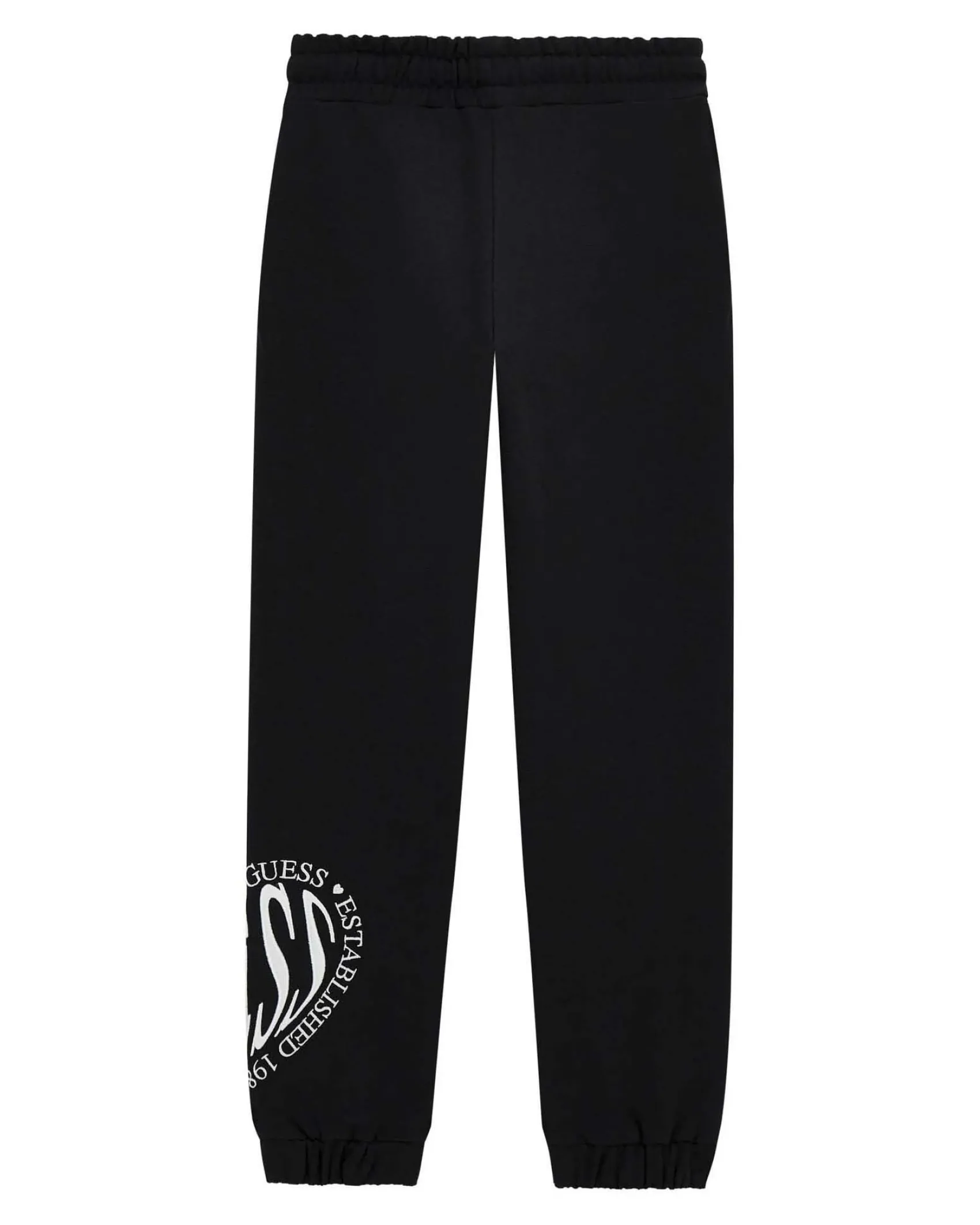 Jogger Guess nero in felpa di puro cotone con coulisse