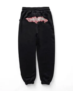 Jogger in felpa di cotone neri con coulisse e strappi