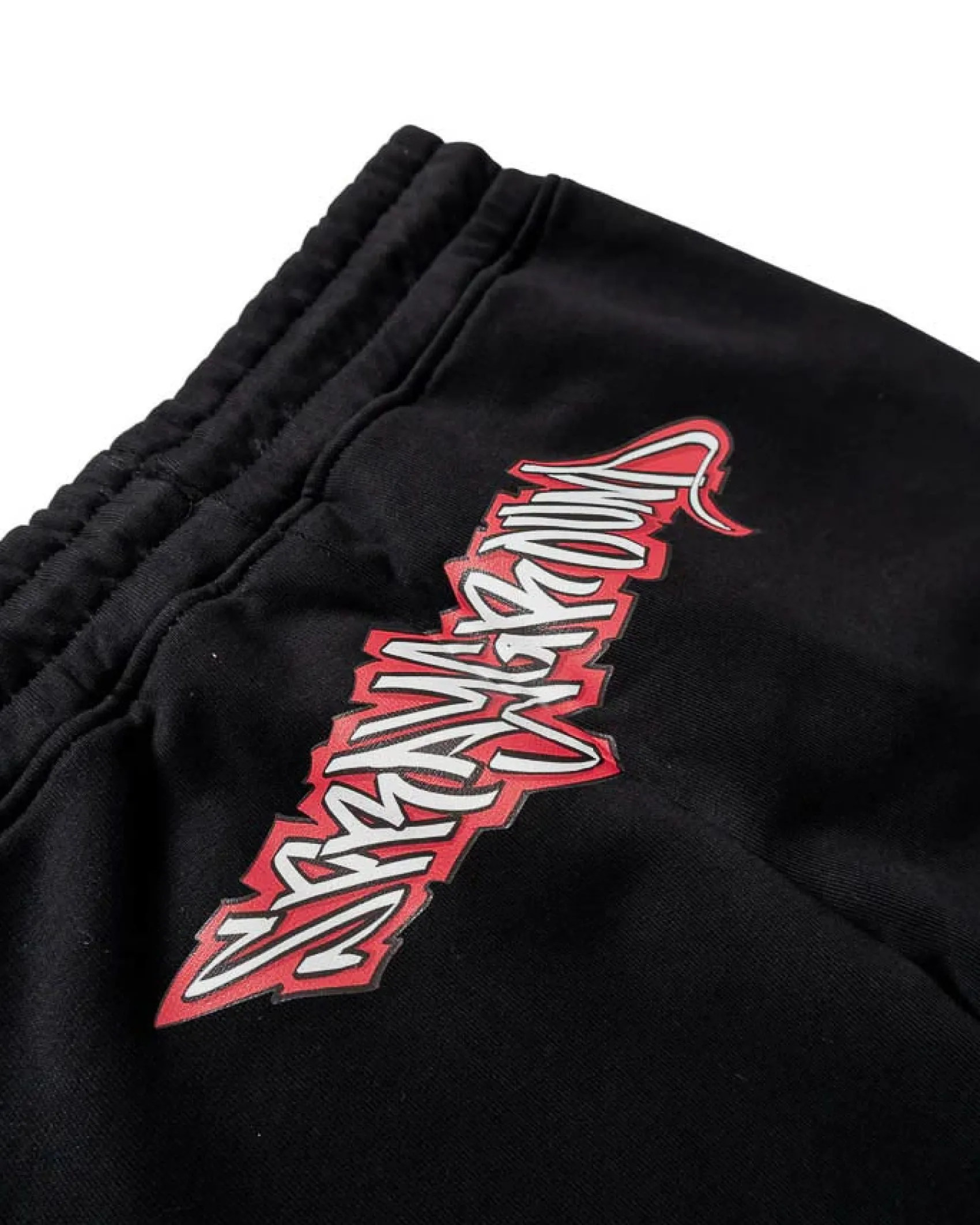 Jogger in felpa di cotone neri con coulisse e strappi