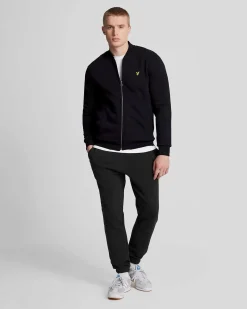 Jogger Lyle & Scott nero in felpa di puro cotone