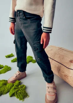 Jogger Mayoral cargo color piombo in cotone stretch