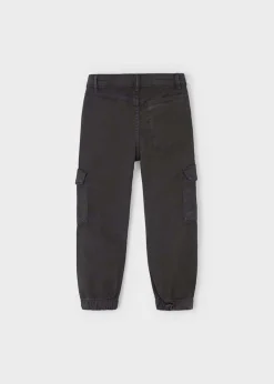Jogger Mayoral cargo color piombo in cotone stretch