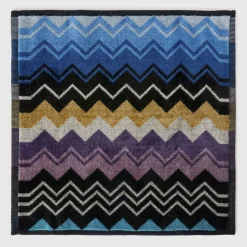 Lavette Giacomo in spugna di cotone a fantasia chevron nelle nuance dell'azzurro