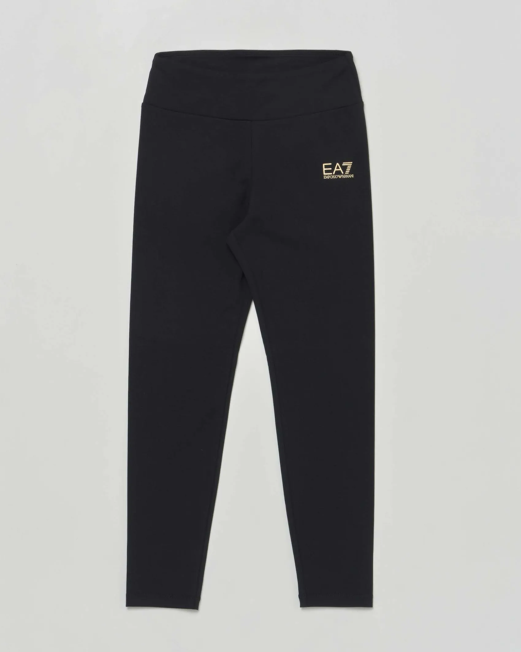 Leggins EA7 nero in cotone stretch con logo monogram