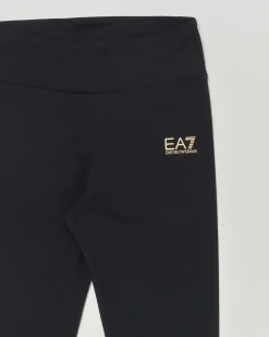 Leggins EA7 nero in cotone stretch con logo monogram