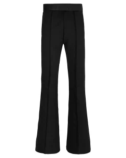 Leggins flare Calvin Klein neri in misto viscosa a vita alta con elastico porta logo