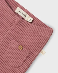 Leggins Lil'Atelier malva in cotone stretch a costine con taschina
