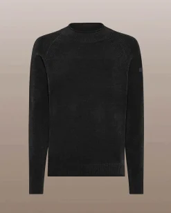 Lupetto nero R.R.D. Velvet Volcano Knit in ciniglia con maniche raglan