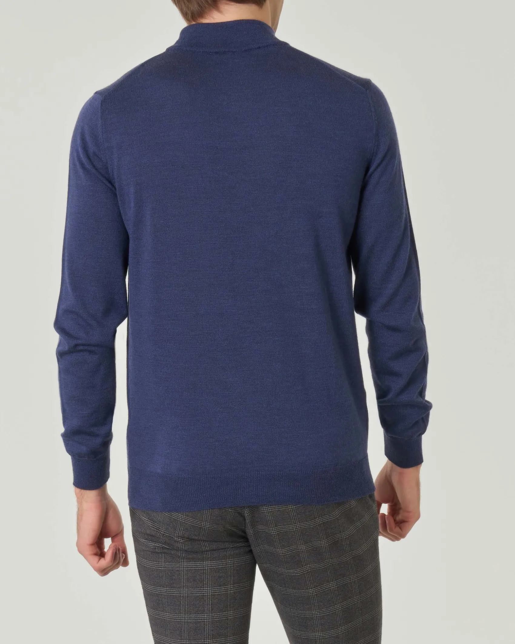 Lupetto Pellizzari blu melange in pura lana merino