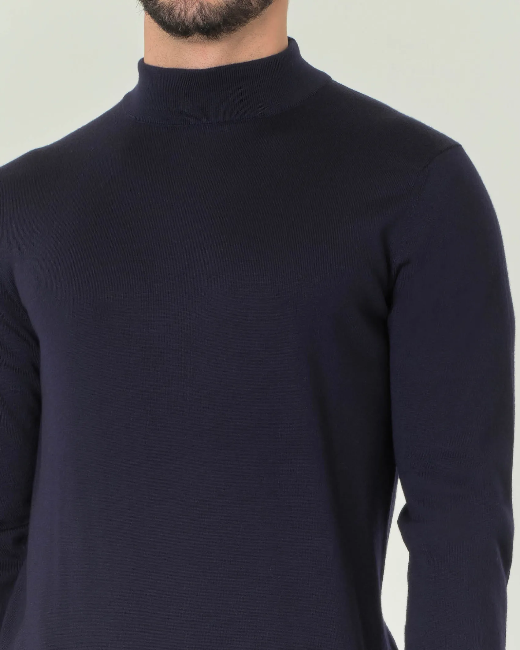 Lupetto Pellizzari blu navy in pura lana merino