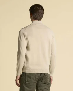 Maglia Aeronautica Militare beige in puro cotone con chiusura a mezza zip