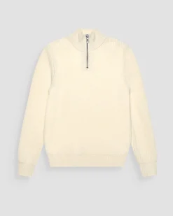 Maglia Antony Morato a collo alto con zip panna in misto lana a coste