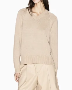 Maglia Armani Exchange beige in misto lana con lavorazione a maglia