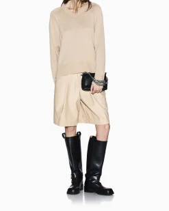 Maglia Armani Exchange beige in misto lana con lavorazione a maglia