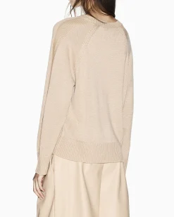 Maglia Armani Exchange beige in misto lana con lavorazione a maglia