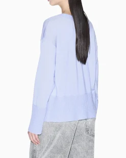 Maglia Armani Exchange lilla in lana vergine con dettagli in maglia a coste