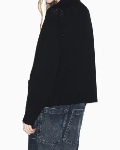 Maglia Armani Exchange nera in misto lana con lavorazione in rilievo