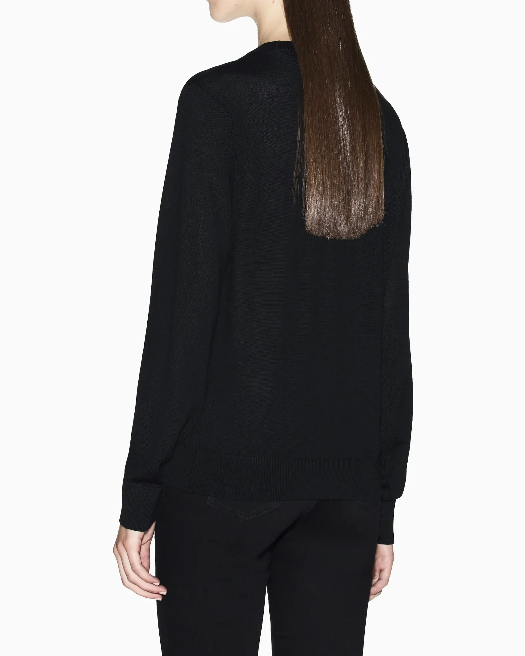 Maglia Armani Exchange nera in lana vergine con dettagli in maglia