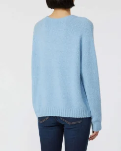 Maglia azzurra Weekend Max Mara in bouclè di alpaca con maniche raglan