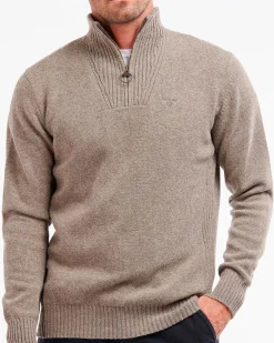 Maglia Barbour beige in lana con chiusura a mezza zip