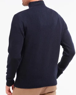 Maglia Barbour blu in lana con chiusura a mezza zip