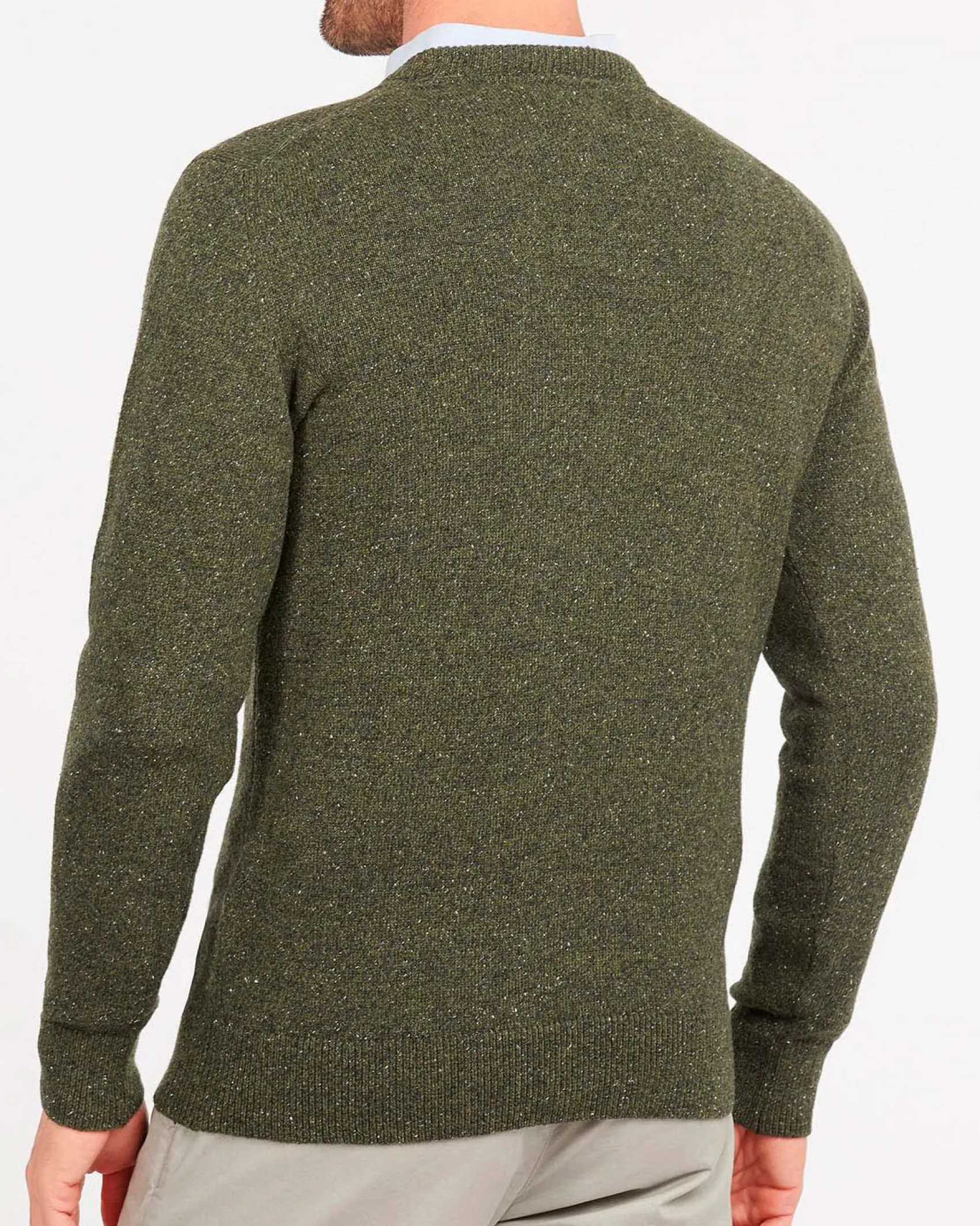 Maglia Barbour girocollo Tisbury verde militare in misto lana e seta effetto bottonato