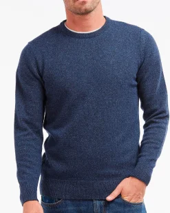 Maglia Barbour girocollo Tisbury blu indaco in misto lana e seta effetto bottonato