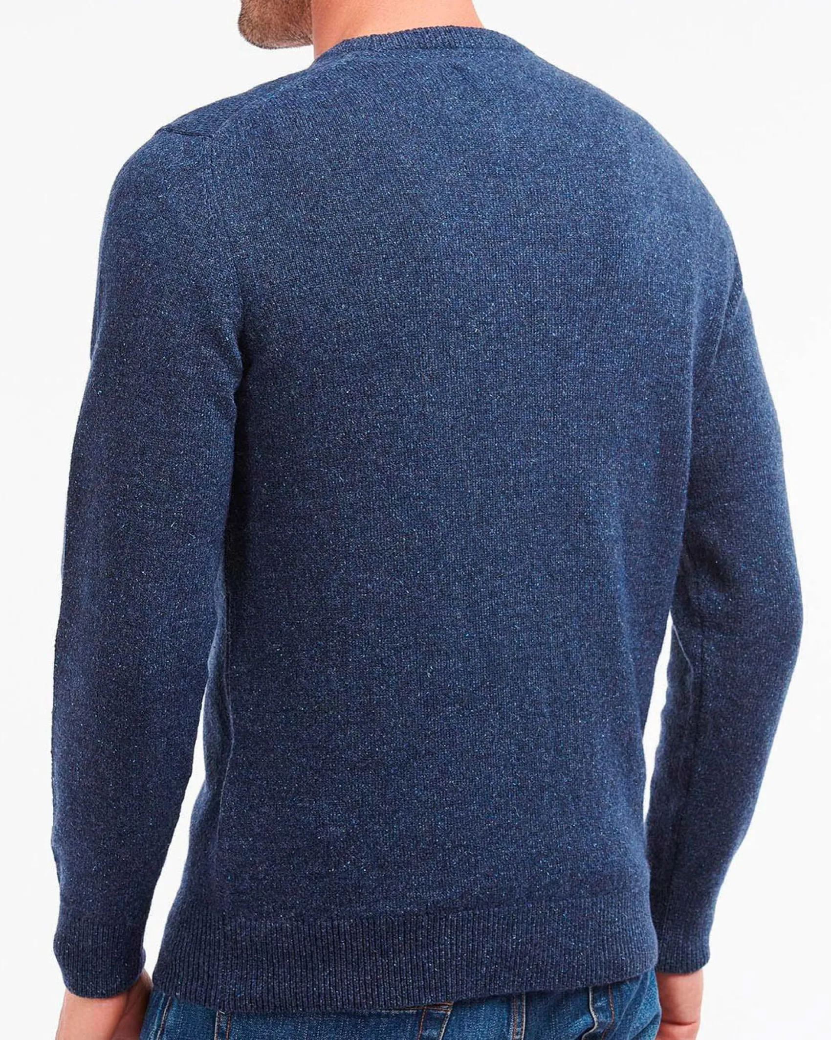 Maglia Barbour girocollo Tisbury blu indaco in misto lana e seta effetto bottonato