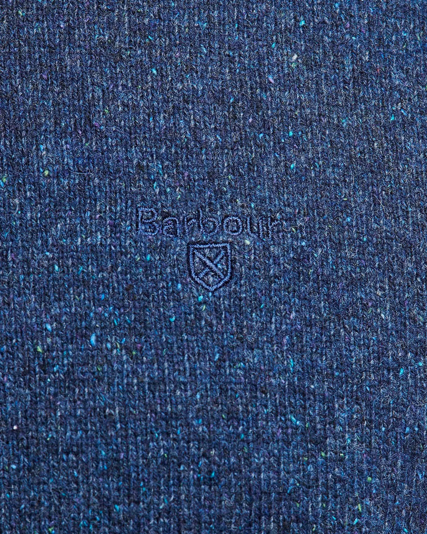 Maglia Barbour girocollo Tisbury blu indaco in misto lana e seta effetto bottonato