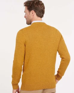 Maglia Barbour girocollo Tisbury gialla in misto lana e seta effetto bottonato