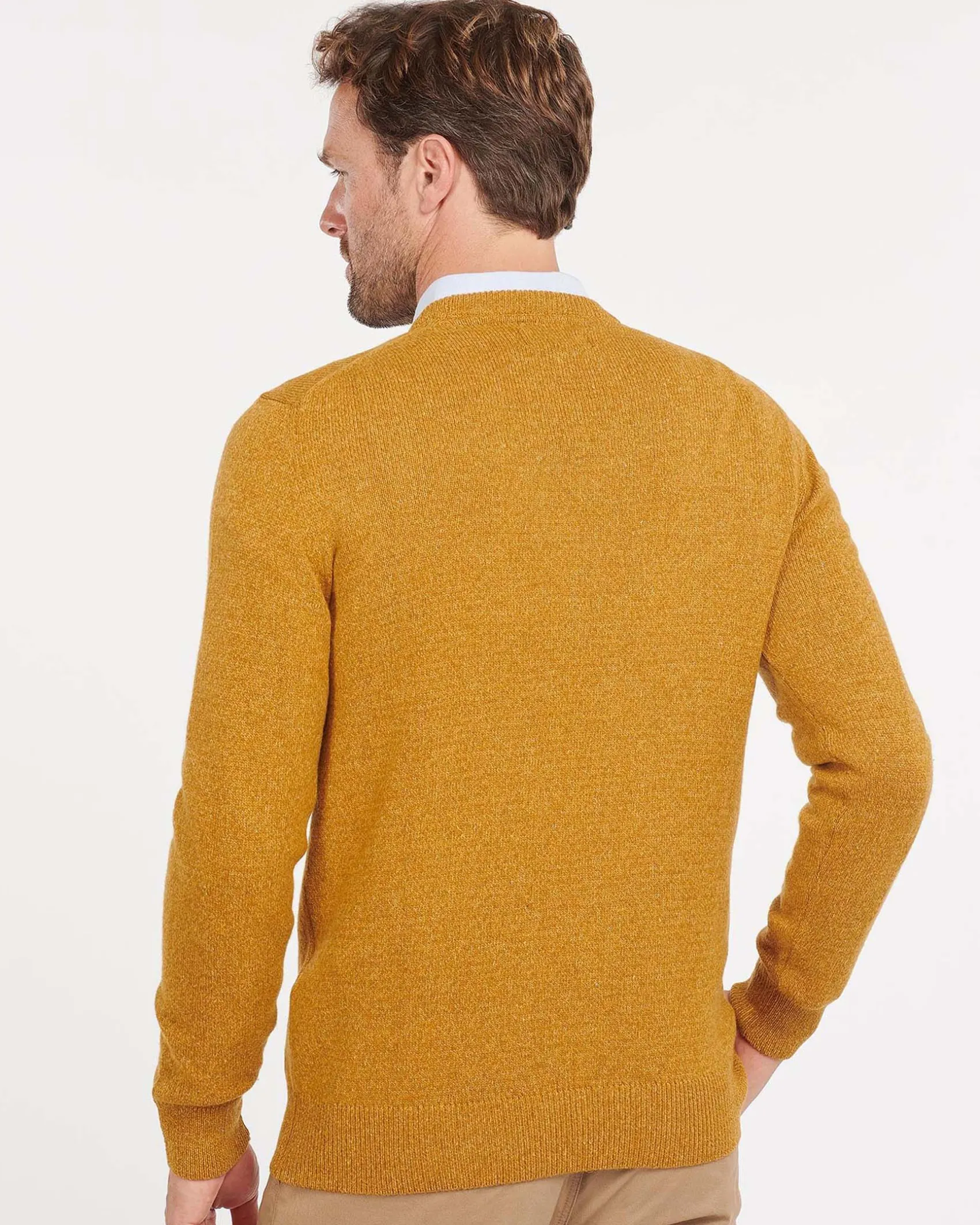 Maglia Barbour girocollo Tisbury gialla in misto lana e seta effetto bottonato