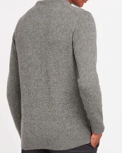 Maglia Barbour girocollo Tisbury grigia in misto lana e seta effetto bottonato
