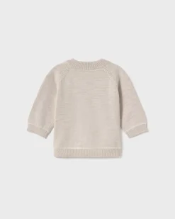Maglia beige in cotone con apertura zip