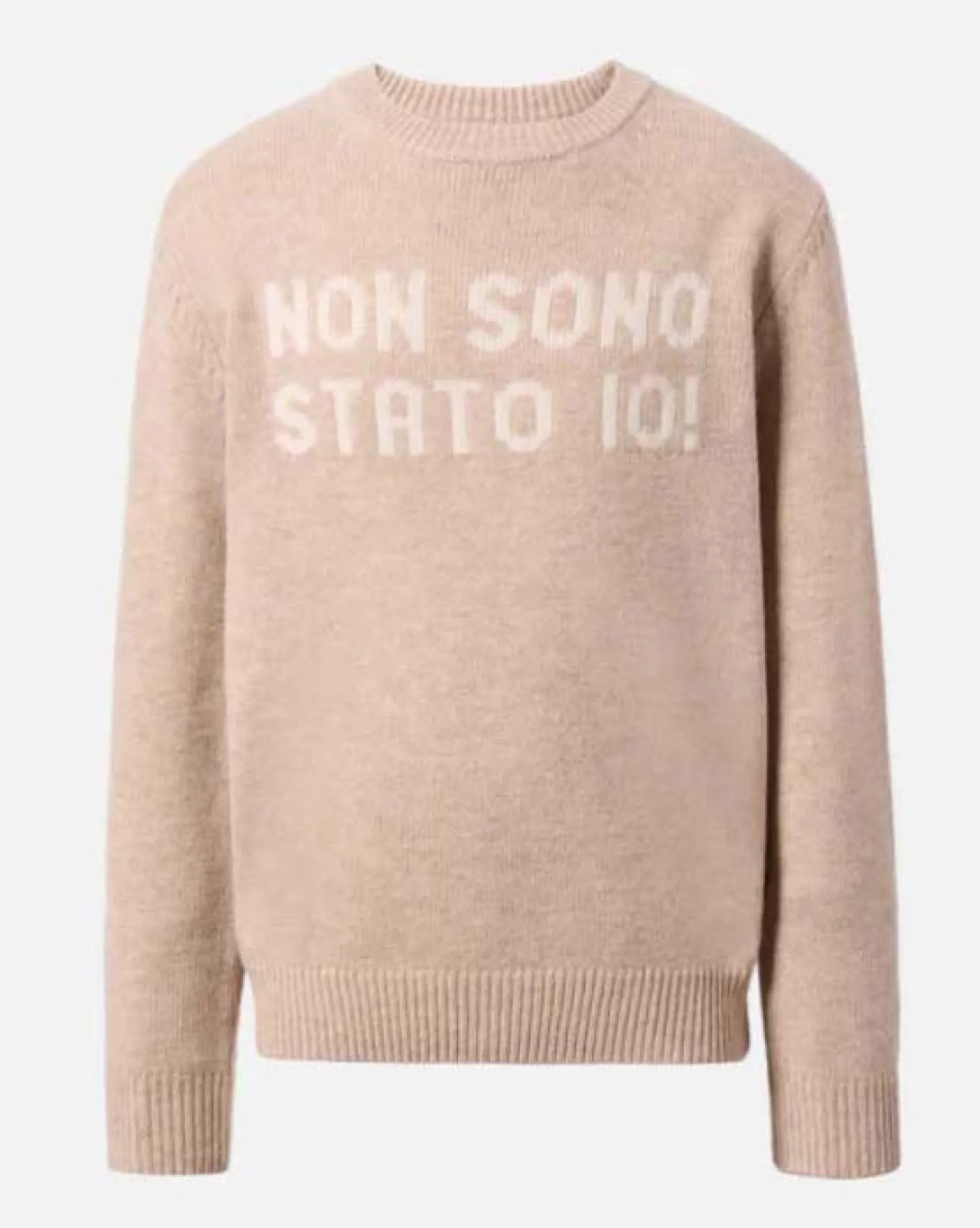 Maglia beige MC2 Saint Barth girocollo in misto lana e cashmere con scritta Non sono stato io!