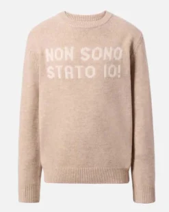 Maglia beige MC2 Saint Barth girocollo in misto lana e cashmere con scritta Non sono stato io!