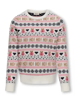 Maglia bianca a fantasia natalizia all-over multicolor