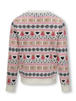 Maglia bianca a fantasia natalizia all-over multicolor