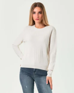 Maglia bianca Armani Exchange in misto viscosa con logo jacquard all over