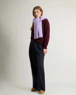 Maglia bordeaux Woolrich in lana e cashmere dalla linea boxy con scollo tondo