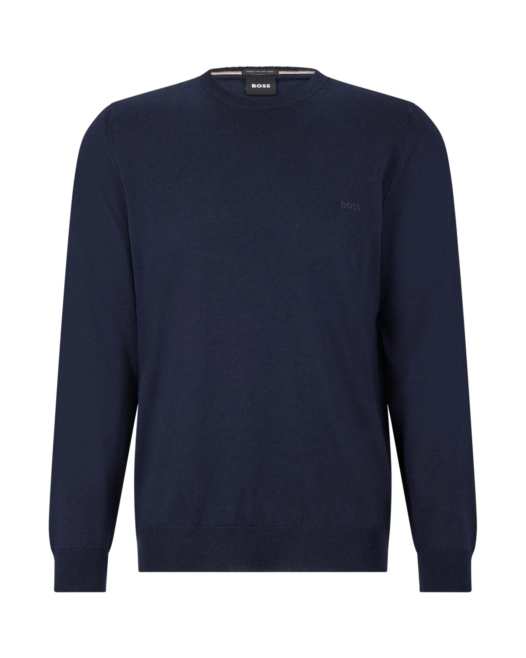 Maglia Boss blu girocollo in pura lana vergine