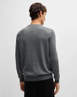 Maglia Boss grigia girocollo in pura lana vergine