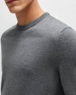 Maglia Boss grigia girocollo in pura lana vergine
