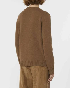 Maglia color cammello Weekend Max Mara in misto alpaca e lana con disegno jacquard lama