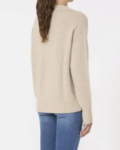 Maglia color sabbia in bouclè di alpaca e cotone Weekend Max Mara con scollo a V