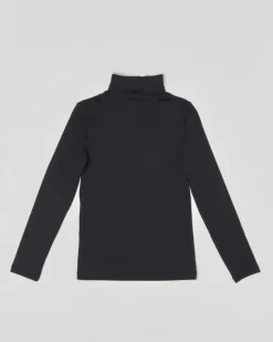 Maglia Elsy lupetto nera a manica lunga in viscosa stretch