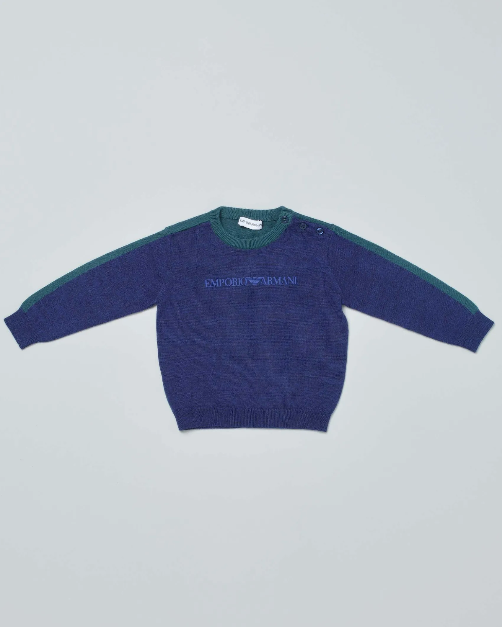 Maglia Emporio Armani blu royal in misto lana con retro verde