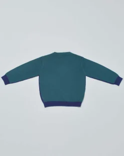 Maglia Emporio Armani blu royal in misto lana con retro verde